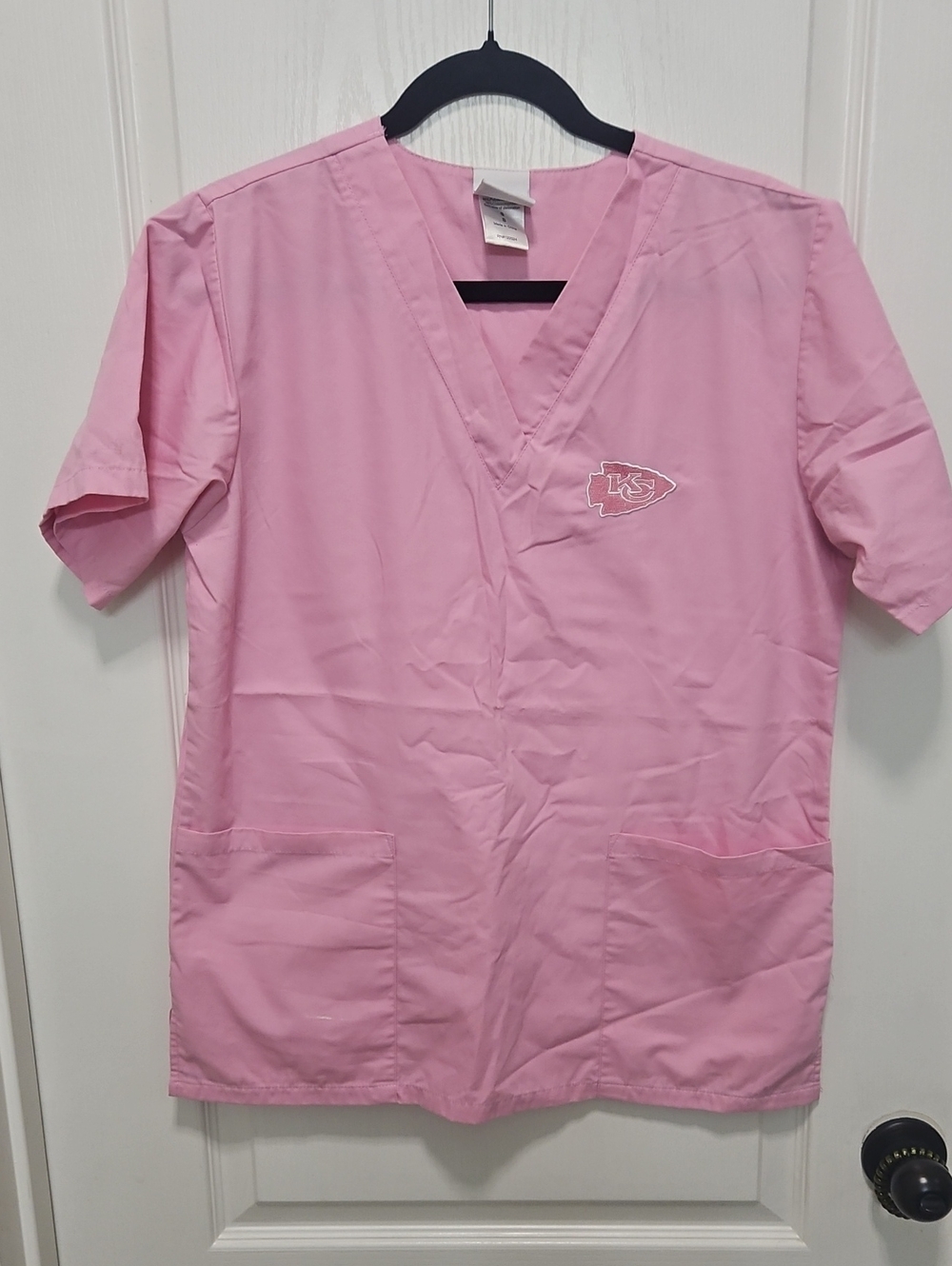 NFL Pink V-Neck Short Sleeve Scrub Top